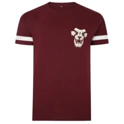 Bigdude Cut & Sew Lion Print T-Shirt Burgundy