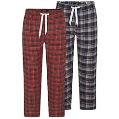Bigdude Twin Pack Woven Pyjama Pants Blue/Burnt Orange