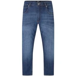 Bigdude Loose Fit Straight Cut Stretch Jeans Mid Wash