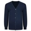 Bigdude Plain V-Neck Knitted Cardigan Navy Tall