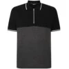 Bigdude Colour Block Zipped Polo Shirt Black/Charcoal Tall