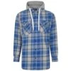 Bigdude Hooded Check Flannel Shirt Blue