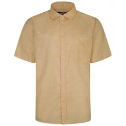 Bigdude Short Sleeve Milton Linen Summer Shirt Peach Tall