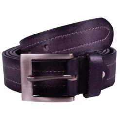 Tony Leather Belt With Contrast Stitch Black