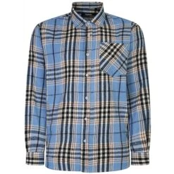 Bigdude Summer Long Sleeve Flannel Shirt Blue