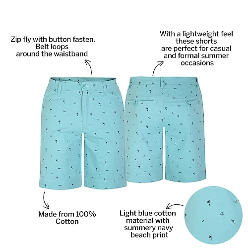 Bigdude Summer Print Chino Shorts Light Blue - Image 3