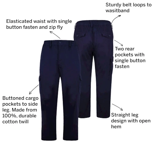Bigdude Elasticated Waist Cargo Trousers Navy - Image 3