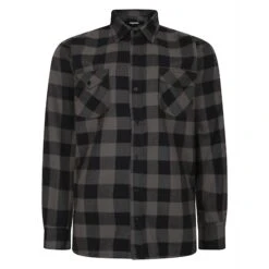 Bigdude Checked Overshirt Charcoal/Black Tall