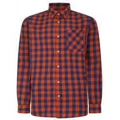 Bigdude Gingham Long Sleeve Shirt Orange Tall