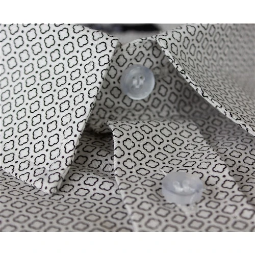 Bigdude Short Sleeve Cotton Woven Abstract Design Shirt White/Back - Image 4