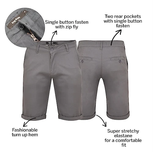 Bigdude Stretch Chino Shorts Grey - Image 3