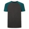 Bigdude Contrast Raglan Sleeve T-Shirt Charcoal/Green