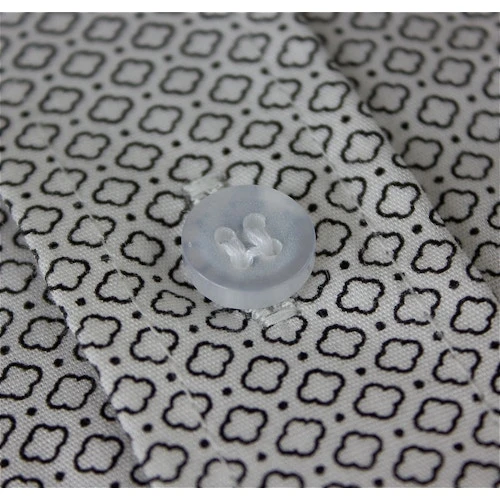 Bigdude Short Sleeve Cotton Woven Abstract Design Shirt White/Back - Image 5