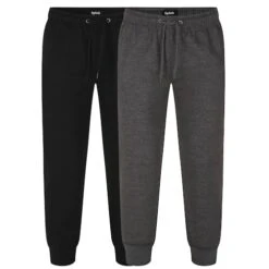 Bigdude Basic Cuffed Joggers Twin Pack Black/Charcoal