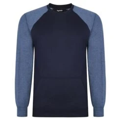 Bigdude Contrast Raglan Crew Neck Jumper Navy