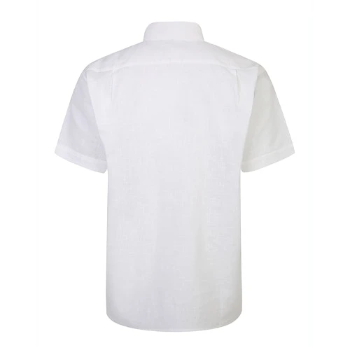 Bigdude Short Sleeve Linen Woven Shirt White - Image 2