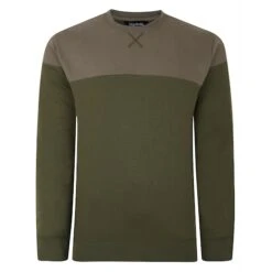 Bigdude Colour Block Jumper Khaki/Dark Khaki