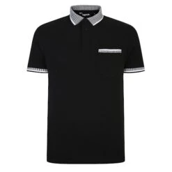Bigdude Hounds Tooth Pique Polo Black