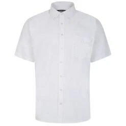 Bigdude Button Down Oxford Short Sleeve Shirt White Tall