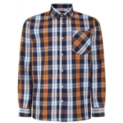 Bigdude Long Sleeve Check Shirt Orange