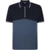 Bigdude Colour Block Zipped Polo Shirt Navy/Denim