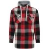 Bigdude Hooded Check Flannel Shirt Red