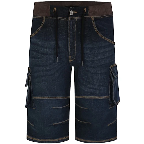 Bigdude Jersey Waistband Denim Shorts Dark Wash - Image 2