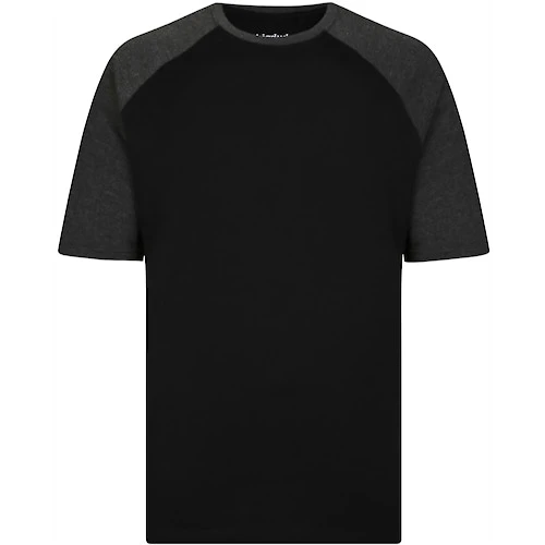 Bigdude Contrast Raglan Sleeve T-Shirt Black/Charcoal - Image 3