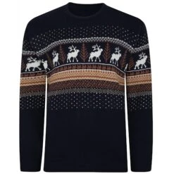 Bigdude Fair Isle Christmas Jumper Navy