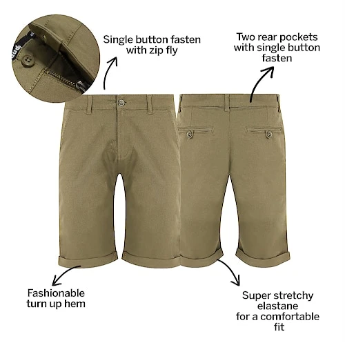 Bigdude Stretch Chino Shorts Light Khaki - Image 3