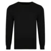 Bigdude Plain Crew Neck Knitted Jumper Black