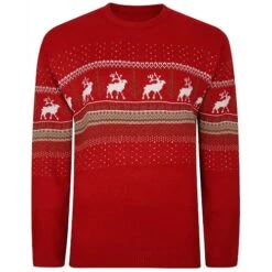Bigdude Fair Isle Christmas Jumper Red