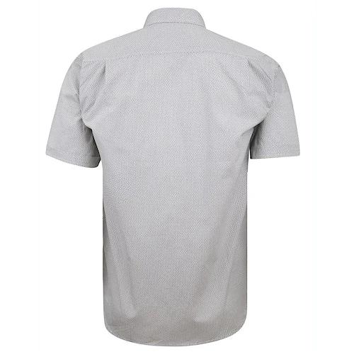 Bigdude Short Sleeve Cotton Woven Abstract Design Shirt White/Back - Image 3