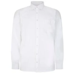 Bigdude Button Down Oxford Long Sleeve Shirt White Tall