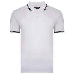 Bigdude Tipped Pique Polo Shirt White Tall