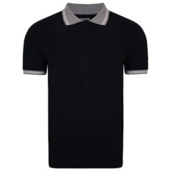Bigdude Contrast Tipped Polo Shirt Navy Tall