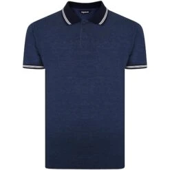 Bigdude Contrast Tipped Polo Shirt Denim Marl Tall