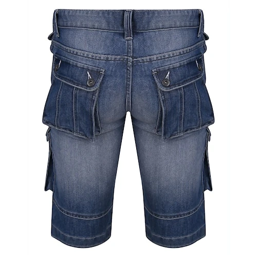 Bigdude Cargo Denim Shorts Mid Wash - Image 2