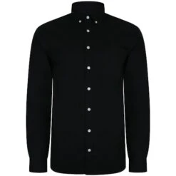 Bigdude Oxford Long Sleeve Shirt Black Tall