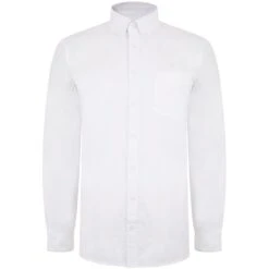 Bigdude Oxford Long Sleeve Shirt White Tall