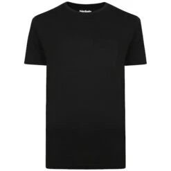 Bigdude Plain Crew Neck T-Shirt With Pocket Black Tall
