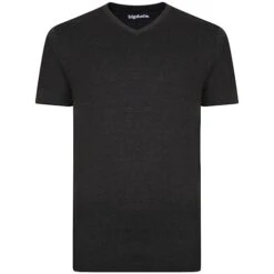 Bigdude Plain Marl V-Neck T-Shirt Charcoal Tall