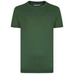 Bigdude Plain Crew Neck T-Shirt With Pocket Deep Green Tall
