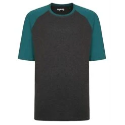 Bigdude Contrast Raglan Sleeve T-Shirt Charcoal/Green Tall