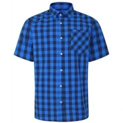Bigdude Gingham Short Sleeve Shirt Blue