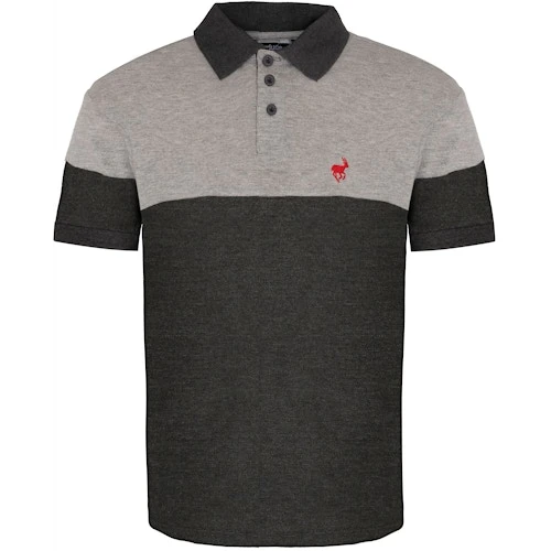 Bigdude Cut & Sew Polo Shirt Grey/Charcoal Tall