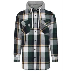 Bigdude Hooded Check Flannel Shirt Green