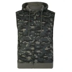 Bigdude Hooded Camo Gilet Khaki