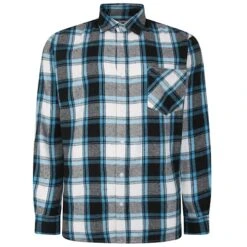 Bigdude Long Sleeve Check Flannel Shirt Light Blue Tall