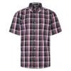 Bigdude Button Down Short Sleeve Check Shirt Purple